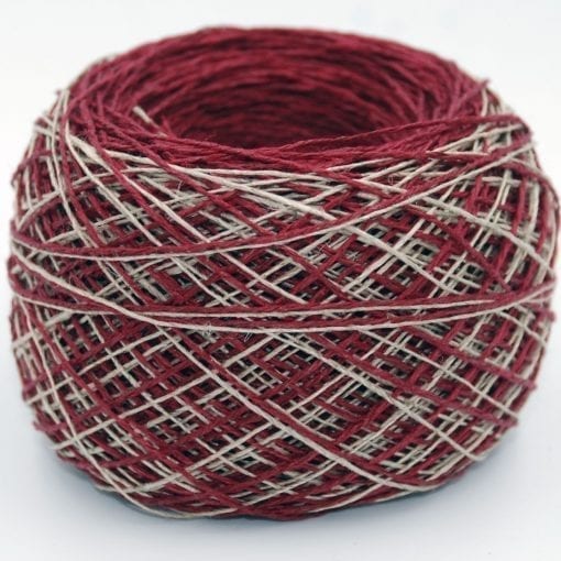 Stickad disktrasa i lin 810-020  Vinröd/natur