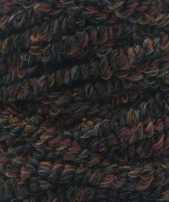 Veckgarn med bruna/grå/vinröda nyanser.